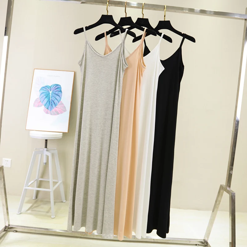 Robe débardeur femme printemps-été 2026, décontractée, en modal, sexy, élastique, pour la maison ou la plage, col rond, camisole sexy – Image 3