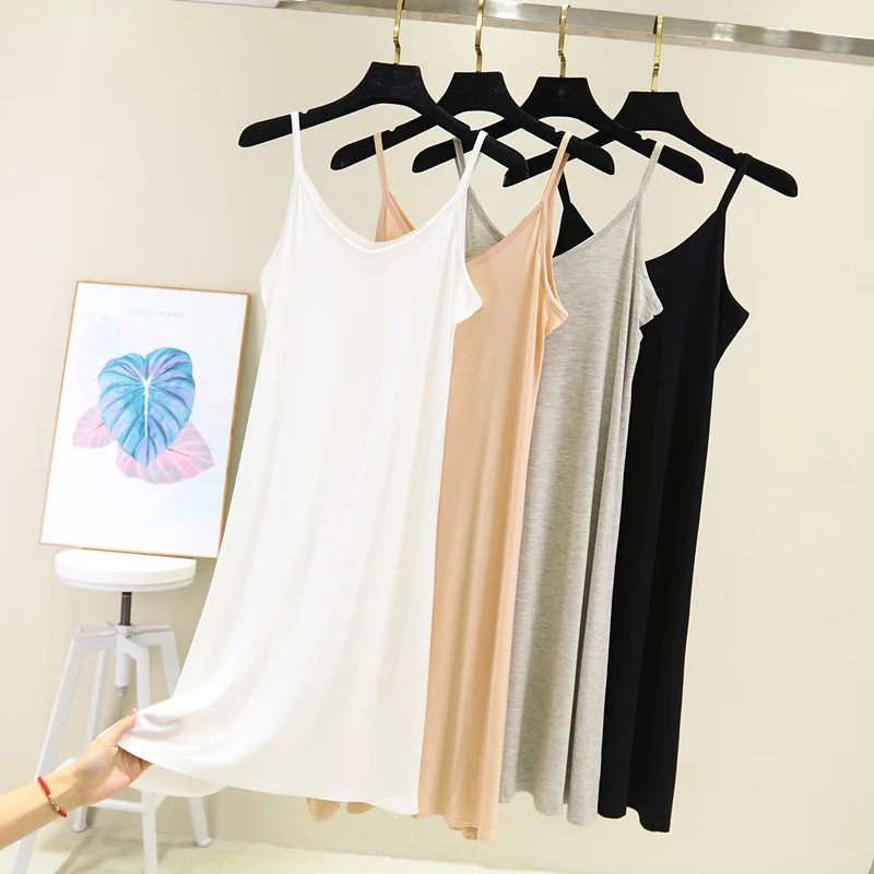 Robe débardeur femme printemps-été 2026, décontractée, en modal, sexy, élastique, pour la maison ou la plage, col rond, camisole sexy – Image 4