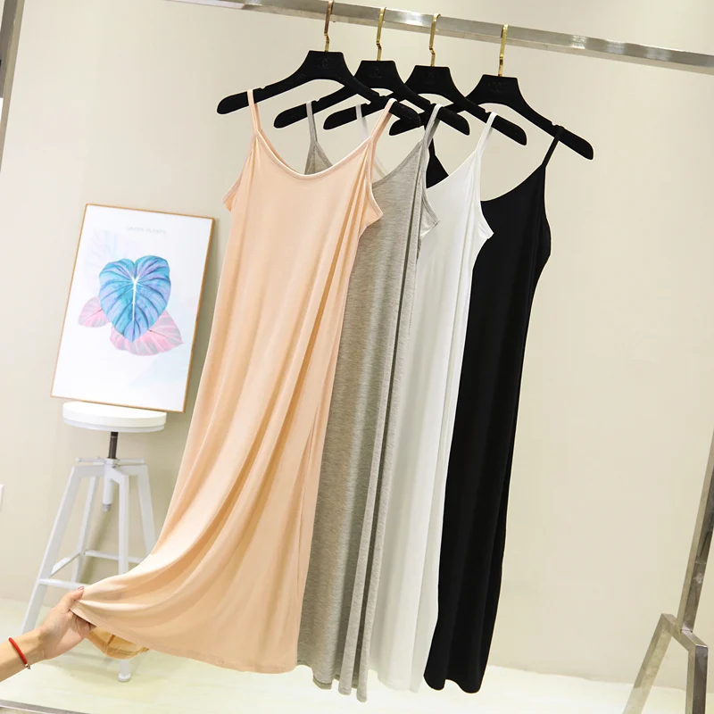 Robe débardeur femme printemps-été 2026, décontractée, en modal, sexy, élastique, pour la maison ou la plage, col rond, camisole sexy – Image 5
