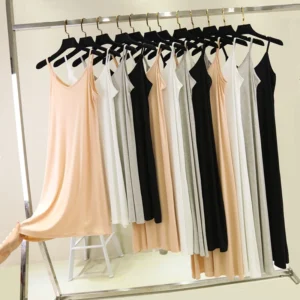 Robe débardeur femme printemps-été 2026, décontractée, en modal, sexy, élastique, pour la maison ou la plage, col rond, camisole sexy