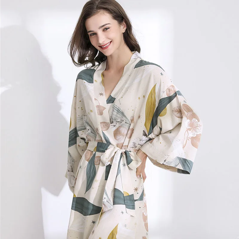 Robe fine en Satin de soie pour femmes, confortable, Style frais, imprimé Floral, vêtements de nuit, chemise de nuit Sexy, vêtements de maison, nouvelle collection printemps 2024 – Image 2