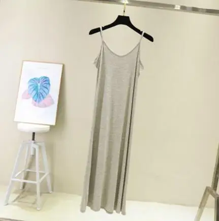 Robe débardeur femme printemps-été 2026, décontractée, en modal, sexy, élastique, pour la maison ou la plage, col rond, camisole sexy – Image 12