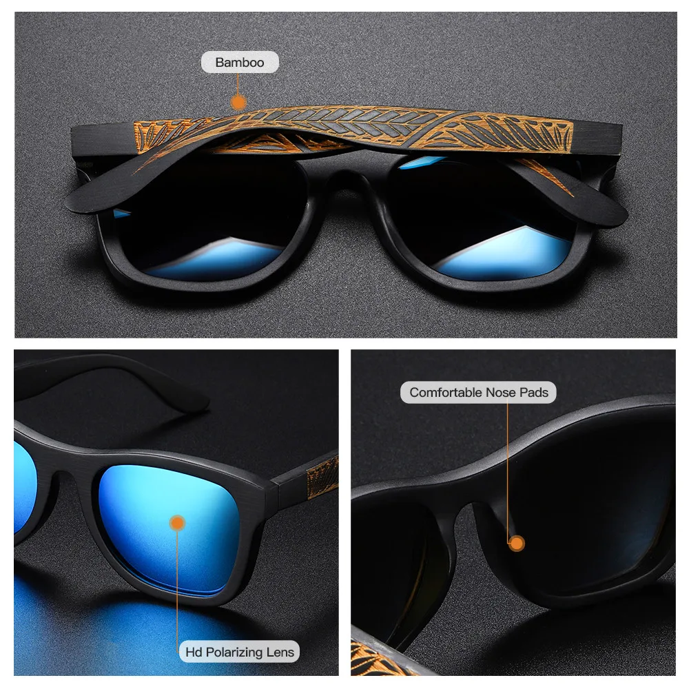 Lunettes de soleil rétro GM en bois pour hommes, monture en bois polarisée, lunettes de soleil pour femmes, protection UV400, lunette de soleil homme femme, boîte en carton S1610L – Image 4