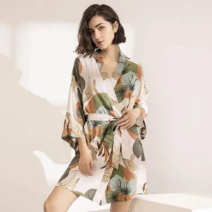 Robe fine en Satin de soie pour femmes, confortable, Style frais, imprimé Floral, vêtements de nuit, chemise de nuit Sexy, vêtements de maison, nouvelle collection printemps 2024