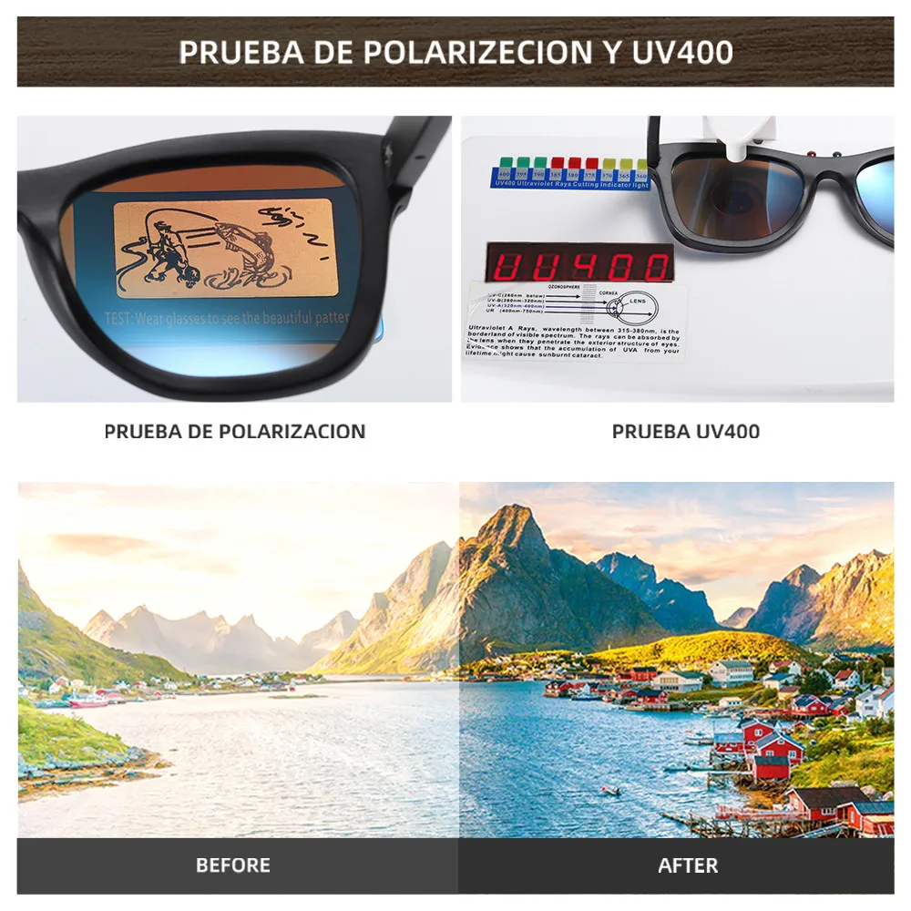 Lunettes de soleil rétro GM en bois pour hommes, monture en bois polarisée, lunettes de soleil pour femmes, protection UV400, lunette de soleil homme femme, boîte en carton S1610L – Image 5