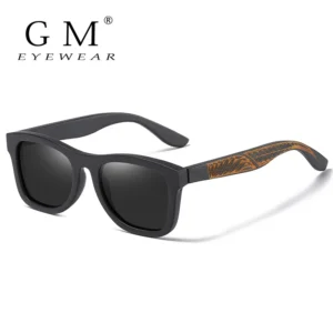 Lunettes de soleil rétro GM en bois pour hommes, monture en bois polarisée, lunettes de soleil pour femmes, protection UV400, lunette de soleil homme femme, boîte en carton S1610L
