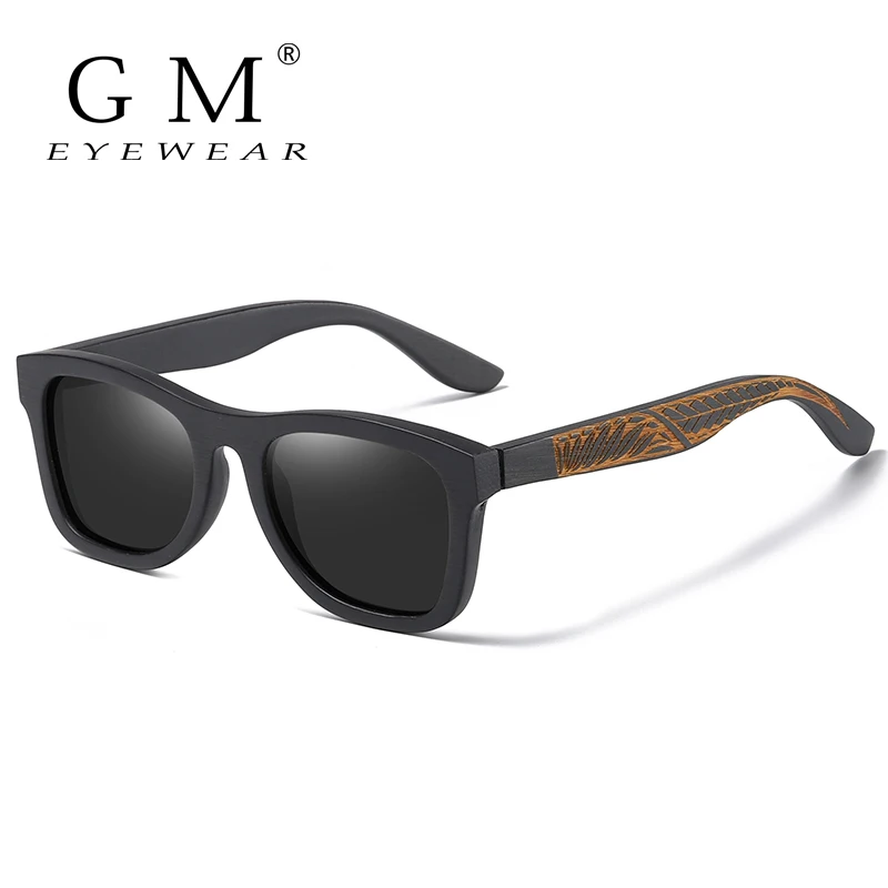 Lunettes de soleil rétro GM en bois pour hommes, monture en bois polarisée, lunettes de soleil pour femmes, protection UV400, lunette de soleil homme femme, boîte en carton S1610L