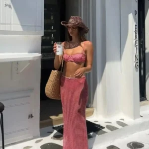 Nouveau Sexy imprimé 3 pièces Bikini avec jupe maille licou Bikini ensemble été femmes blanc bustier tubulaire avec jupe costume femme