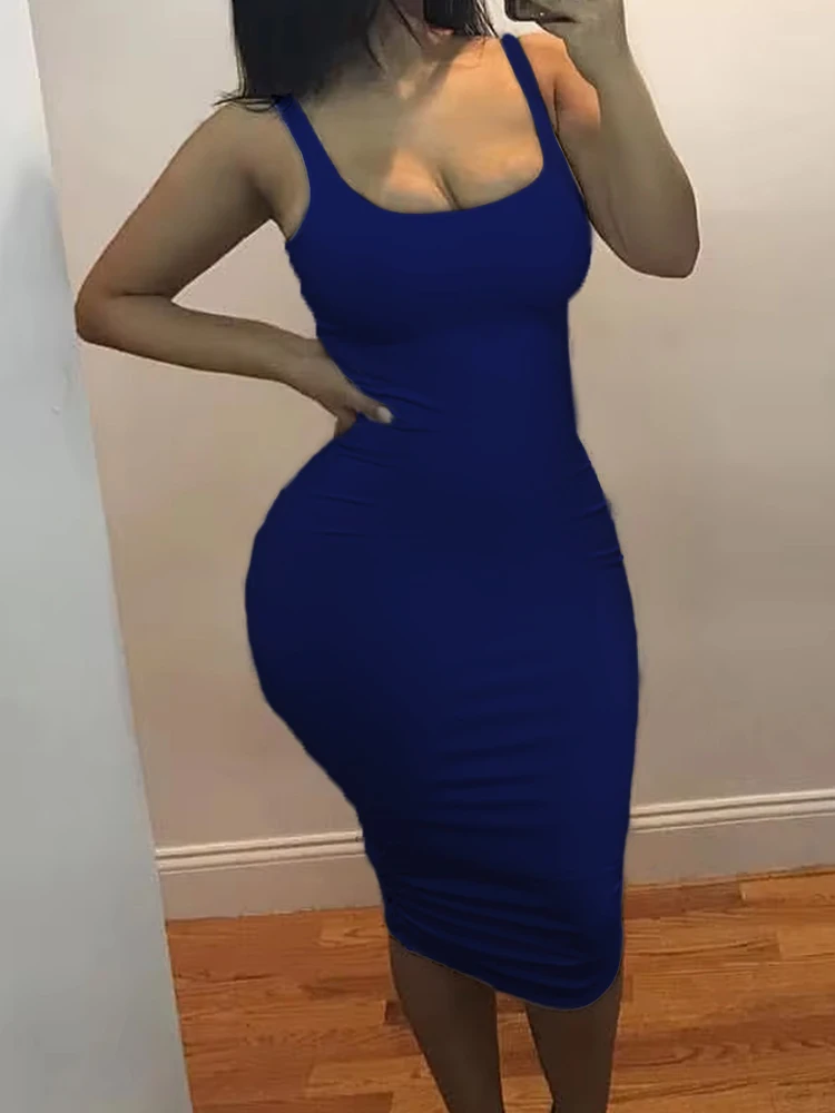 Robe débardeur Sexy, grande taille européenne et américaine, couleur unie, Mini robe sans manches pour femmes, été 2024 – Image 10