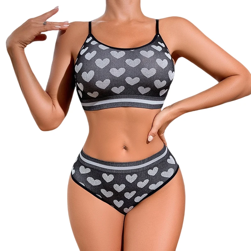2 pièces sans couture femmes sport soutien-gorge ensemble sous-vêtements soutien-gorge Style coréen Push Up sans anneau en acier soutien-gorge Sexy bustier tubulaire haute élastique culotte ensemble