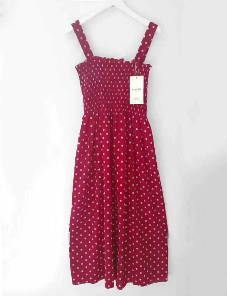 Robe longue en mousseline de soie à pois pour femmes, élégante, col carré, super remise, éducative, 138 – Image 8