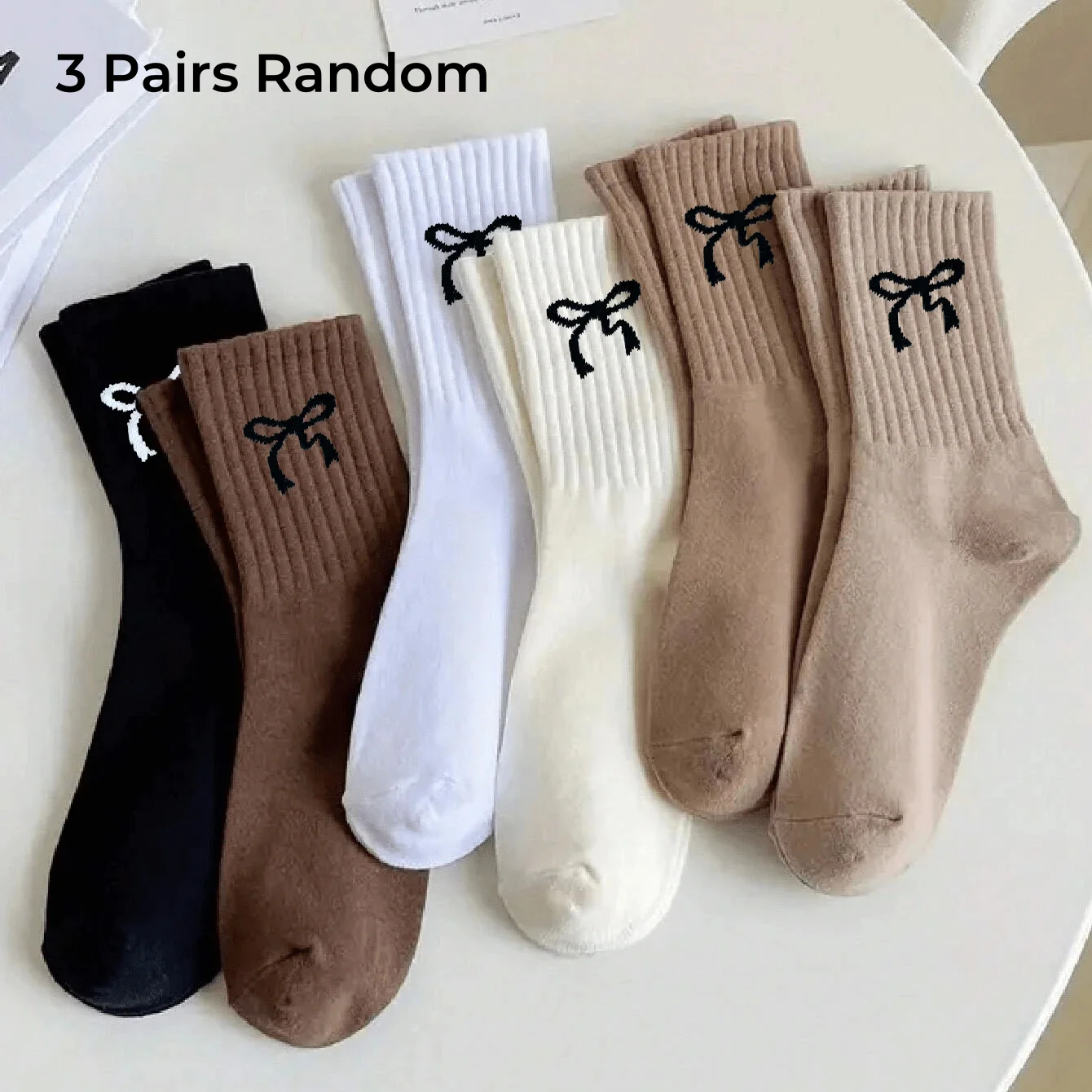 3/5/10 paires de chaussettes pour femmes, chaussettes blanches, nœud confortable, respirant, évacuant l'humidité – Image 8