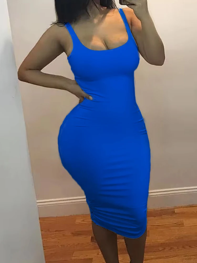 Robe débardeur Sexy, grande taille européenne et américaine, couleur unie, Mini robe sans manches pour femmes, été 2024 – Image 11