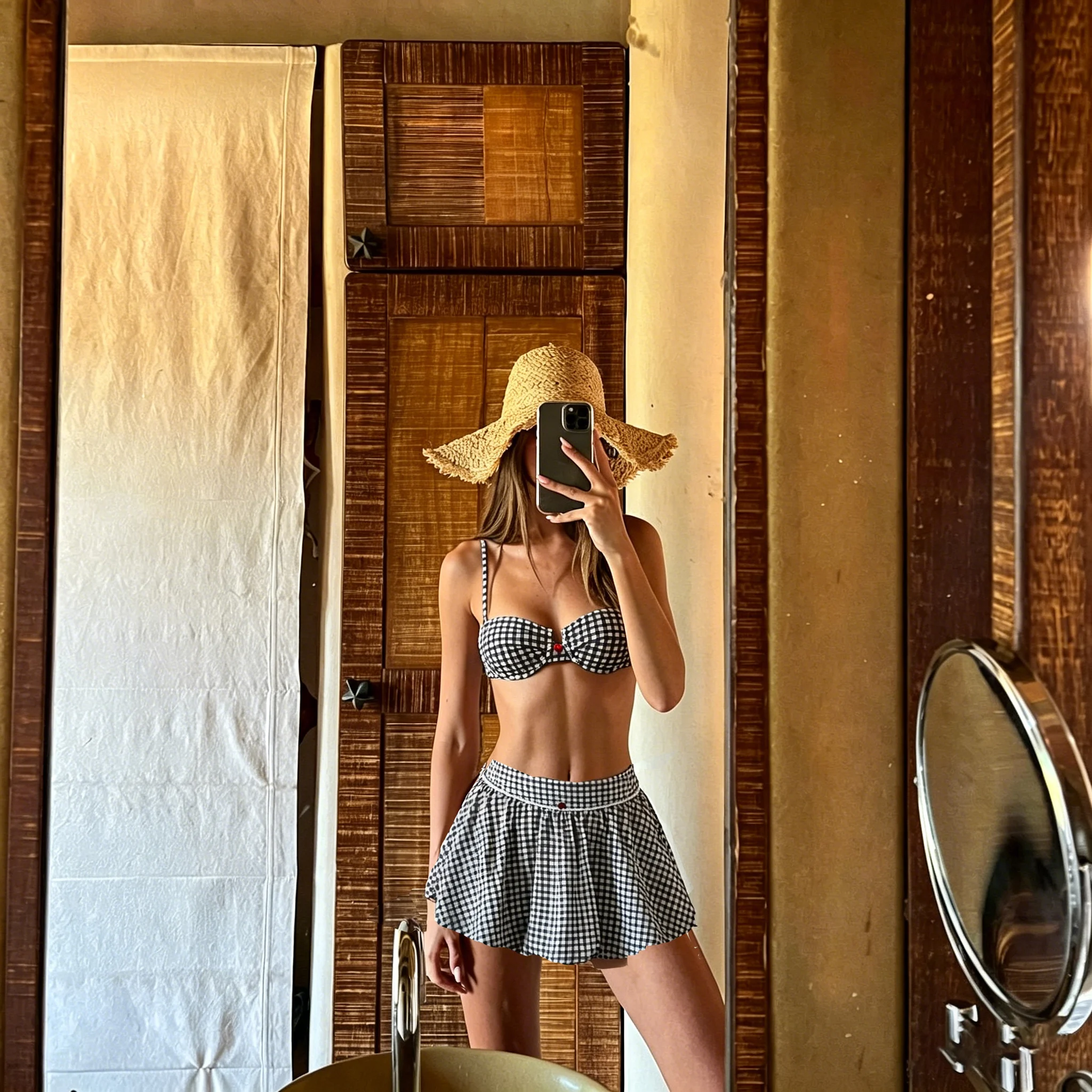 Nouveau Sexy imprimé 3 pièces Bikini avec jupe maille licou Bikini ensemble été femmes blanc bustier tubulaire avec jupe costume femme – Image 9