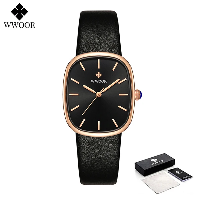 WWOOR 2024 femmes Montre mode cuir Quartz Bracelet Montre haut de gamme de luxe étanche dames Montre-Bracelet Montre Femme Feminino – Image 9