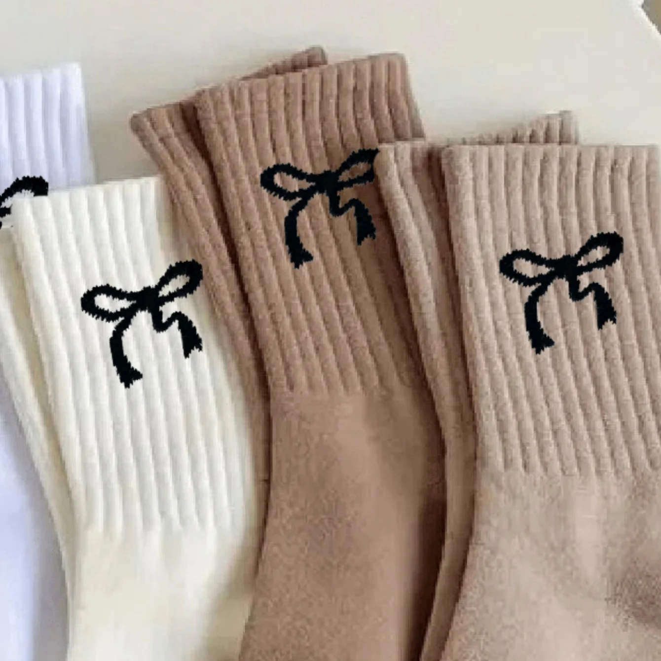 3/5/10 paires de chaussettes pour femmes, chaussettes blanches, nœud confortable, respirant, évacuant l'humidité – Image 5
