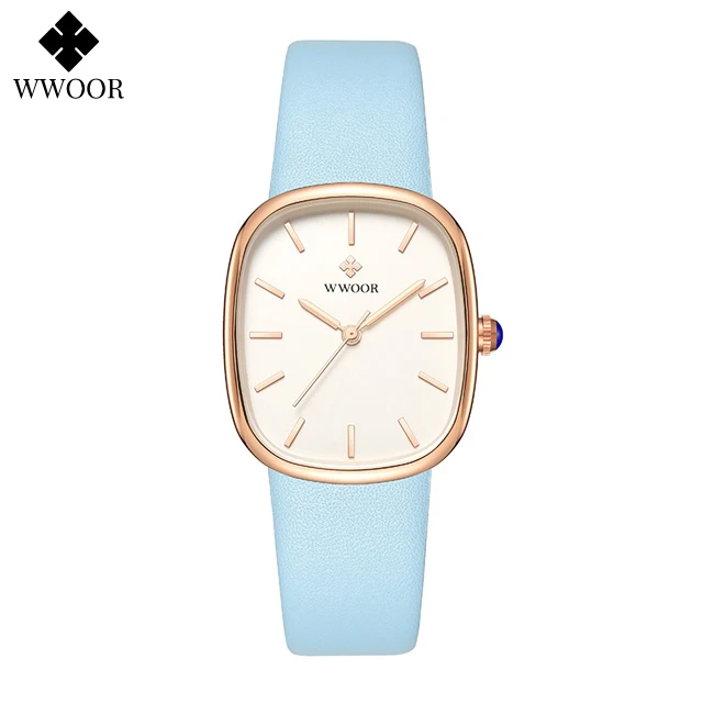 WWOOR 2024 femmes Montre mode cuir Quartz Bracelet Montre haut de gamme de luxe étanche dames Montre-Bracelet Montre Femme Feminino – Image 26
