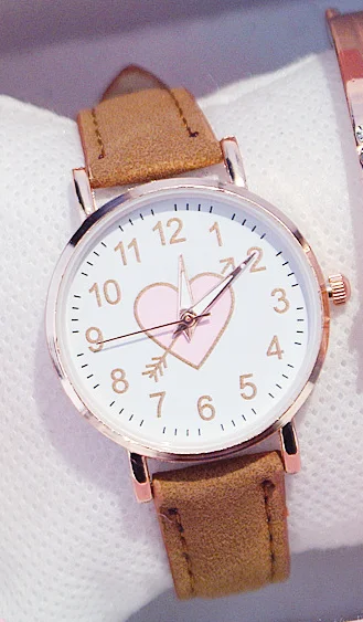 Nouveau mignon cadran en forme de coeur montre femme pour enfants femme étudiant montre de mode Simple petite amie orologio donna – Image 7