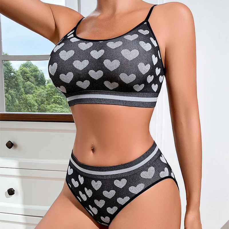 2 pièces sans couture femmes sport soutien-gorge ensemble sous-vêtements soutien-gorge Style coréen Push Up sans anneau en acier soutien-gorge Sexy bustier tubulaire haute élastique culotte ensemble – Image 6