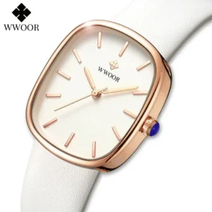 WWOOR 2024 femmes Montre mode cuir Quartz Bracelet Montre haut de gamme de luxe étanche dames Montre-Bracelet Montre Femme Feminino
