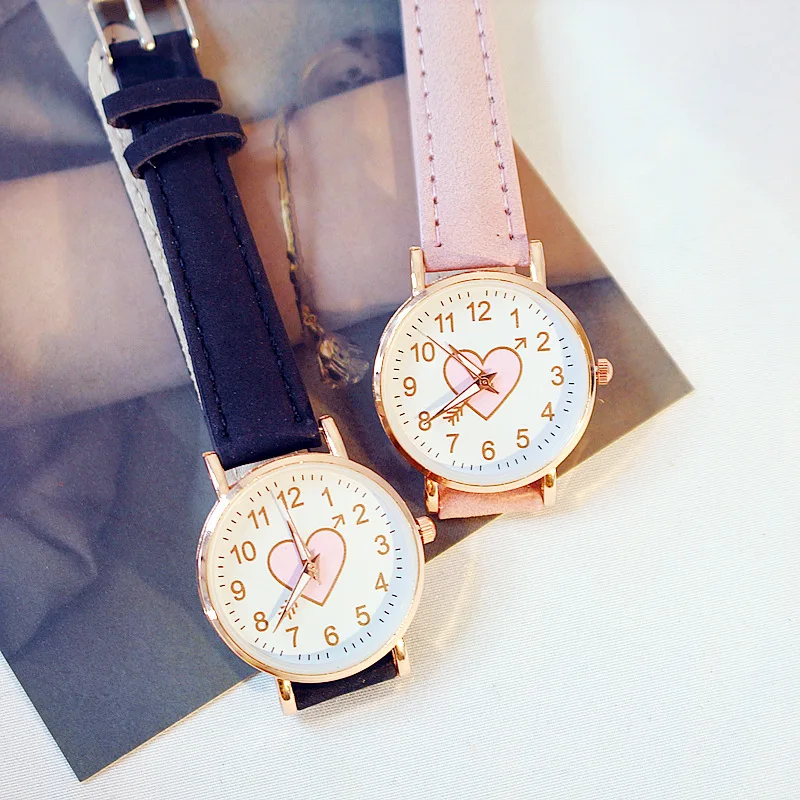 Nouveau mignon cadran en forme de coeur montre femme pour enfants femme étudiant montre de mode Simple petite amie orologio donna – Image 3