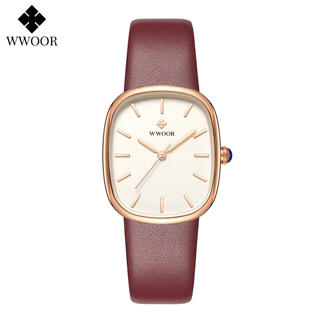 WWOOR 2024 femmes Montre mode cuir Quartz Bracelet Montre haut de gamme de luxe étanche dames Montre-Bracelet Montre Femme Feminino – Image 8
