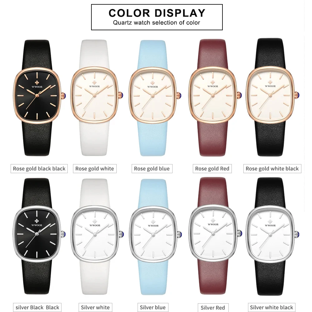 WWOOR 2024 femmes Montre mode cuir Quartz Bracelet Montre haut de gamme de luxe étanche dames Montre-Bracelet Montre Femme Feminino – Image 6