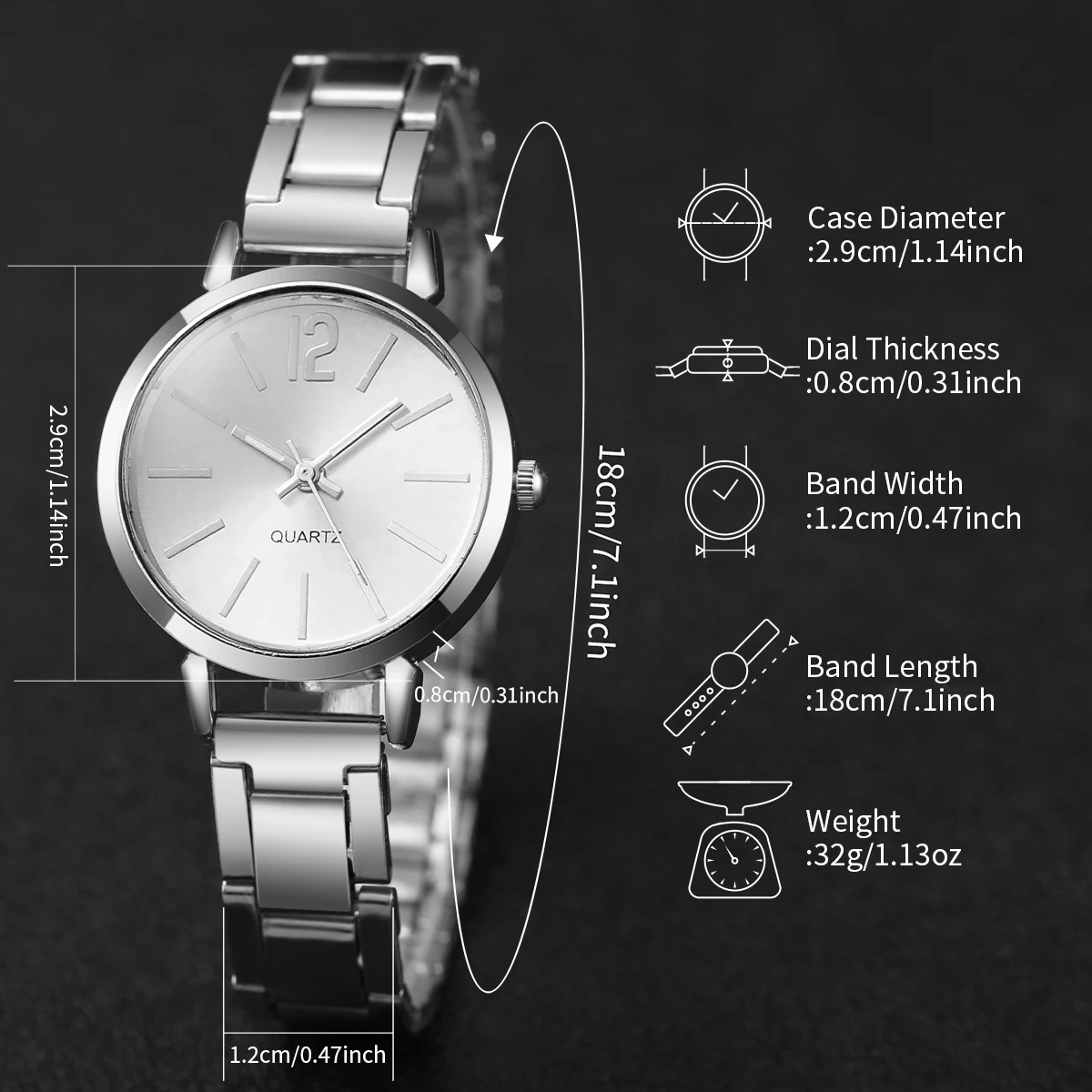 2 pièces montre pour femme mode or acier bande Quartz montre-Bracelet ouverture manchette Bracelet ensemble – Image 6