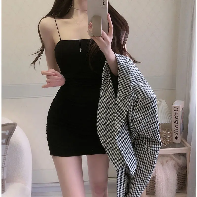 Mini robe fourreau élégante, couleur unie, sans manches, Type A, courte, Sexy, Slim, amincissante, couvrant les bras, nouvelle collection été – Image 4