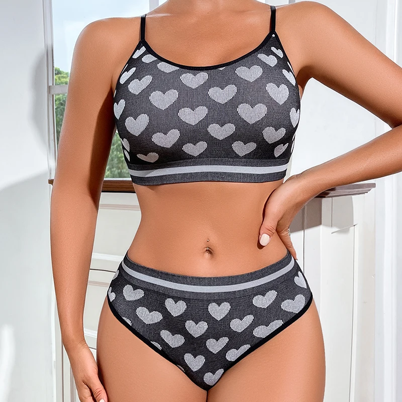 2 pièces sans couture femmes sport soutien-gorge ensemble sous-vêtements soutien-gorge Style coréen Push Up sans anneau en acier soutien-gorge Sexy bustier tubulaire haute élastique culotte ensemble – Image 3