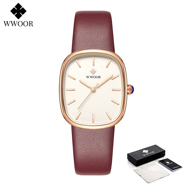 WWOOR 2024 femmes Montre mode cuir Quartz Bracelet Montre haut de gamme de luxe étanche dames Montre-Bracelet Montre Femme Feminino – Image 7