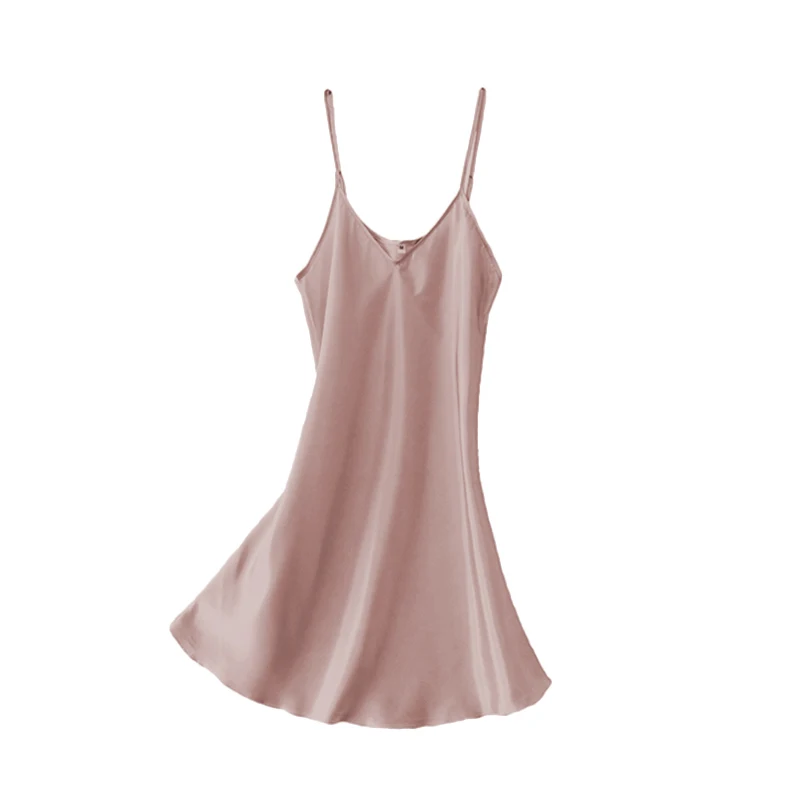 Robe de nuit Sexy en Satin de soie pour femmes, sans manches, col en v, grande taille, vêtements de nuit – Image 7