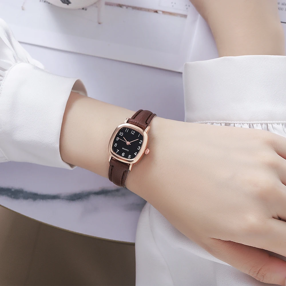 Montre pour femme mode petites montres à Quartz arabe montres-bracelets en cuir – Image 3