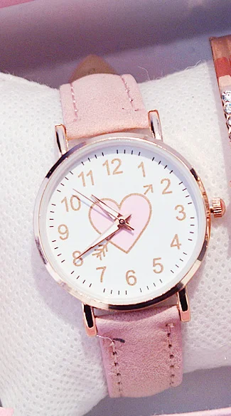 Nouveau mignon cadran en forme de coeur montre femme pour enfants femme étudiant montre de mode Simple petite amie orologio donna – Image 9