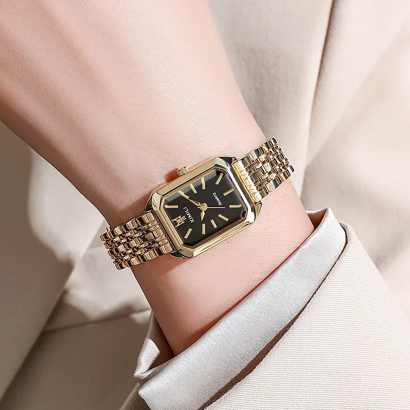 Montre à bracelet en acier inoxydable tendance 2026 pour femme, cadeau de luxe, montre-bracelet à quartz, montre à quartz carrée simple et élégante pour étudiante – Image 9