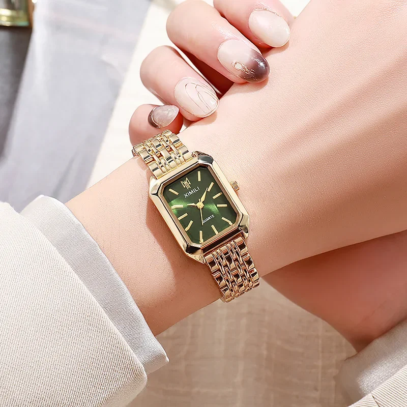 Montre à bracelet en acier inoxydable tendance 2026 pour femme, cadeau de luxe, montre-bracelet à quartz, montre à quartz carrée simple et élégante pour étudiante – Image 4