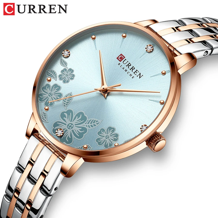 CURREN marque mode femmes montres en acier inoxydable Ultra mince Montre à Quartz Femme horloge romantique montres pour femmes Montre Femme