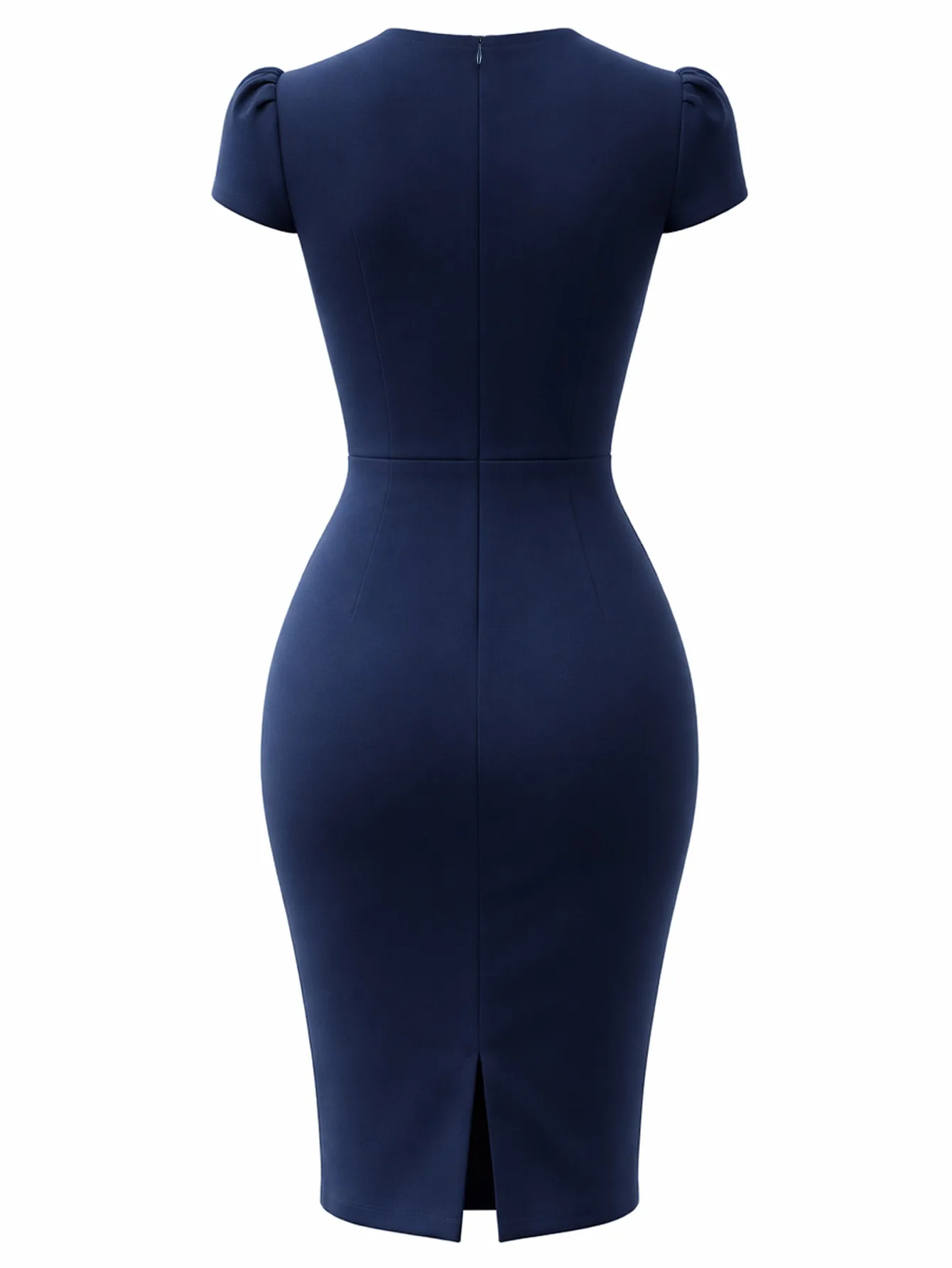 Robe fourreau élégante pour femme, à manches courtes, col en V, sexy, ajustée, longueur genou, pour cocktail et soirée – Image 5