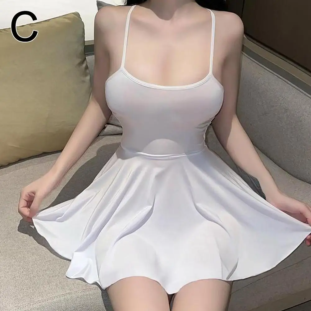 Robe plissée micro-mini sexy pour femme, style bandage, lisse, uniforme, nuisette, tenue de soirée, allure séduisante, à volants, dos nu – Image 10