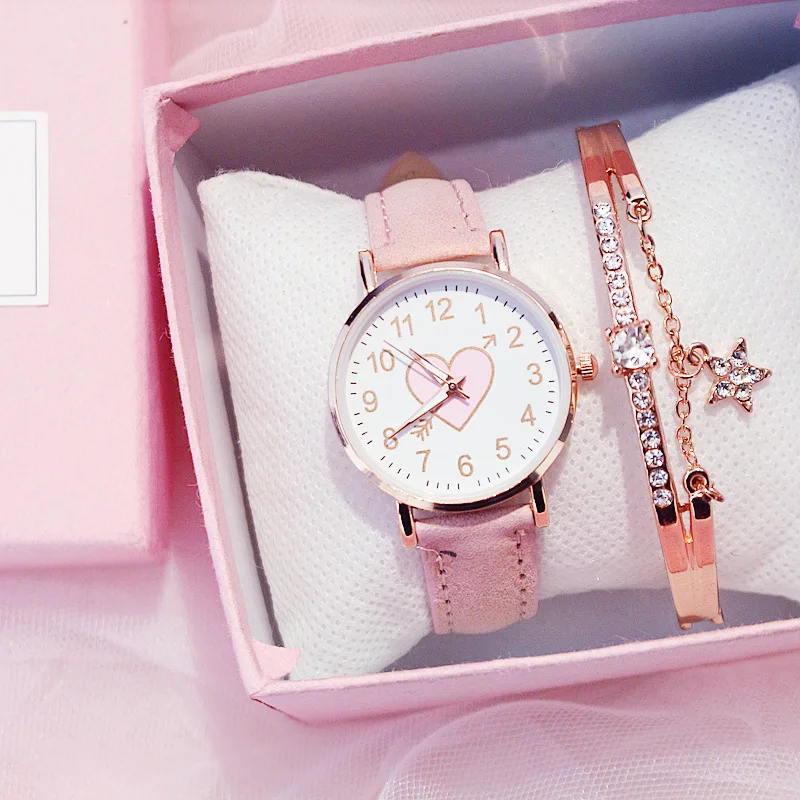 Nouveau mignon cadran en forme de coeur montre femme pour enfants femme étudiant montre de mode Simple petite amie orologio donna