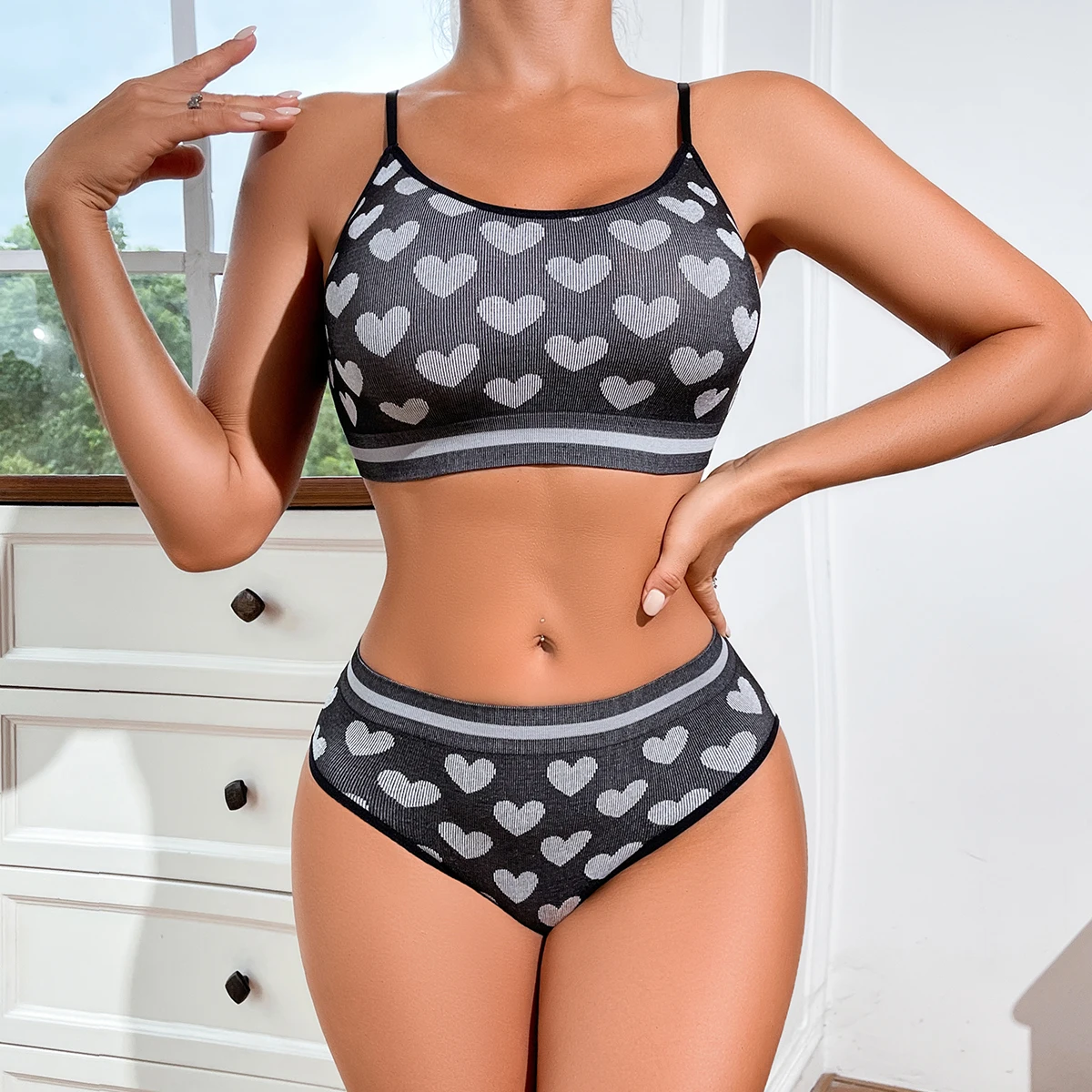 2 pièces sans couture femmes sport soutien-gorge ensemble sous-vêtements soutien-gorge Style coréen Push Up sans anneau en acier soutien-gorge Sexy bustier tubulaire haute élastique culotte ensemble – Image 2