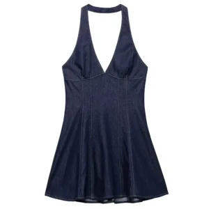 Nlzgmsj 2025 été femmes robes en jean sans manches Mini robe robes de soirée mode robe Streetwear 