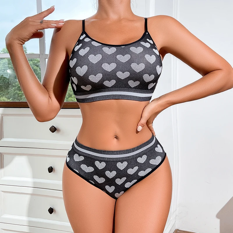 2 pièces sans couture femmes sport soutien-gorge ensemble sous-vêtements soutien-gorge Style coréen Push Up sans anneau en acier soutien-gorge Sexy bustier tubulaire haute élastique culotte ensemble – Image 7