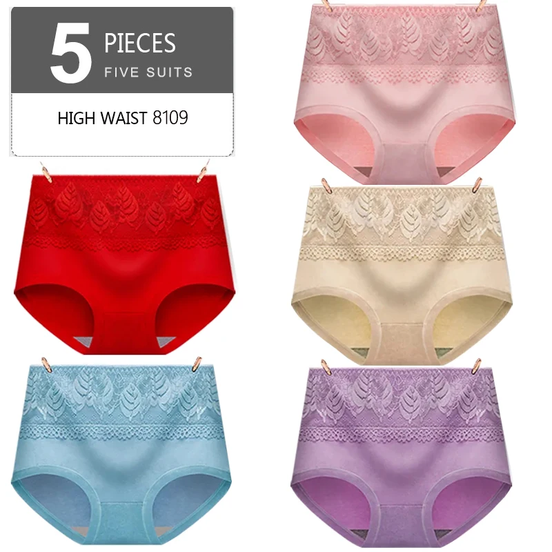 5 pièces culottes pour femmes dame sous-vêtements en coton imprimer filles mignonnes respirant sans couture taille haute slips femme Sexy Lingerie intimes – Image 27