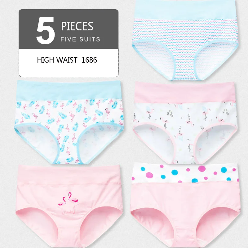 5 pièces culottes pour femmes dame sous-vêtements en coton imprimer filles mignonnes respirant sans couture taille haute slips femme Sexy Lingerie intimes – Image 15