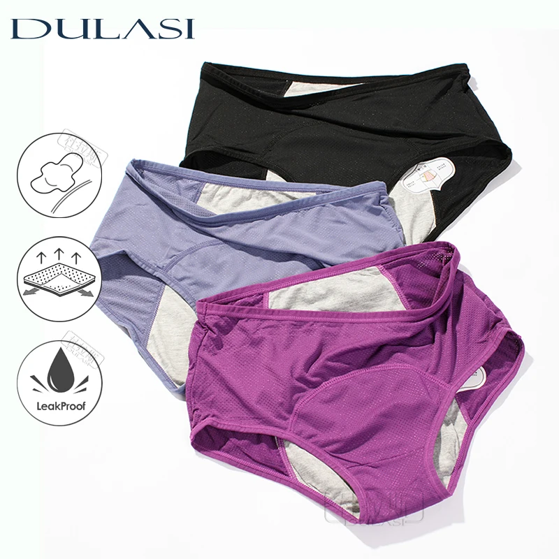 DULASI 3 pièces culottes menstruelles anti-fuite pantalons physiologiques femmes sous-vêtements période confortable slips imperméables livraison directe