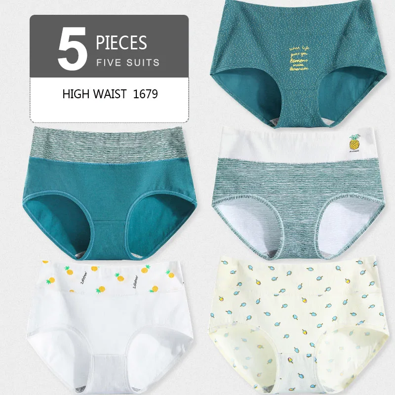 5 pièces culottes pour femmes dame sous-vêtements en coton imprimer filles mignonnes respirant sans couture taille haute slips femme Sexy Lingerie intimes – Image 26