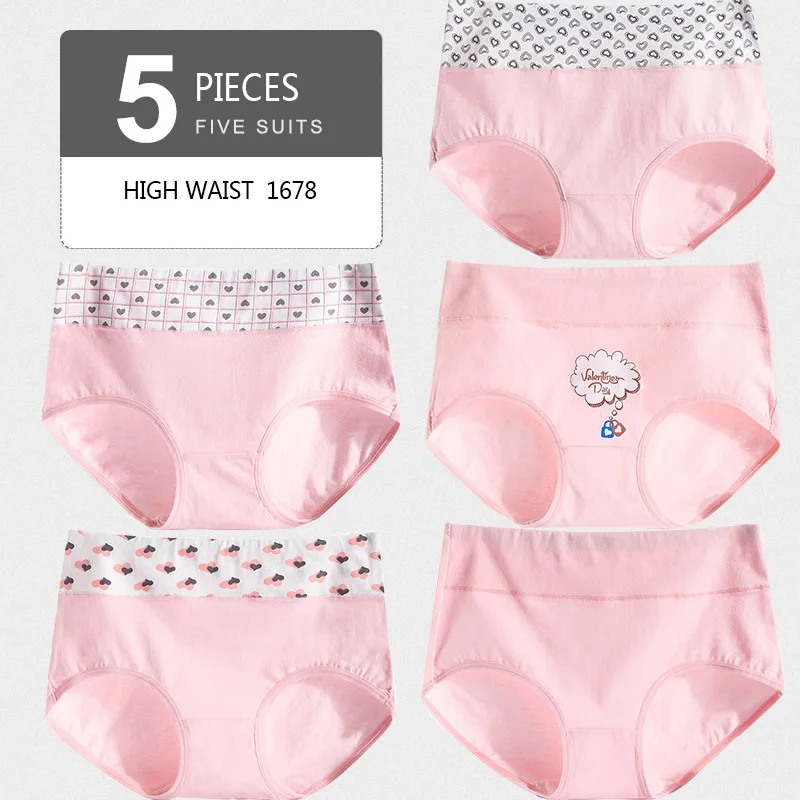 5 pièces culottes pour femmes dame sous-vêtements en coton imprimer filles mignonnes respirant sans couture taille haute slips femme Sexy Lingerie intimes – Image 23
