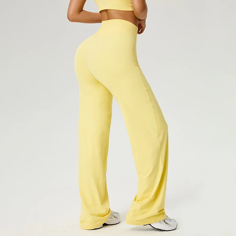Pantalon fitness pour femme, coupe droite, taille haute, effet seconde peau, effet ventre plat, pour fitness, pilates et entraînement, vêtements de sport – Image 5