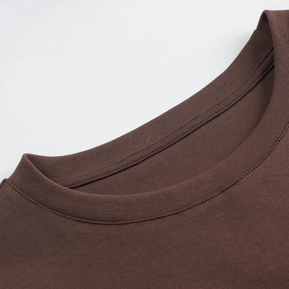 T-shirt décontracté à manches courtes et col rond en coton irrégulier pour femme – Nouvelle collection été – Image 5